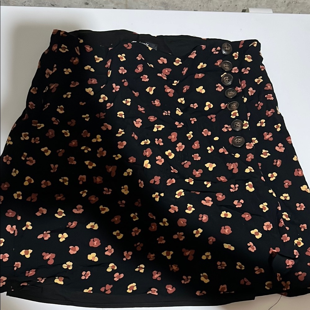 Floral Button-Up Skirt - Black and Rust